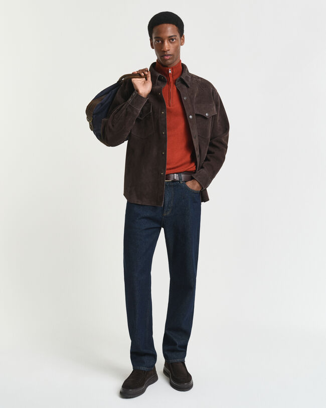 Tröja i superfin lammull med half-zip