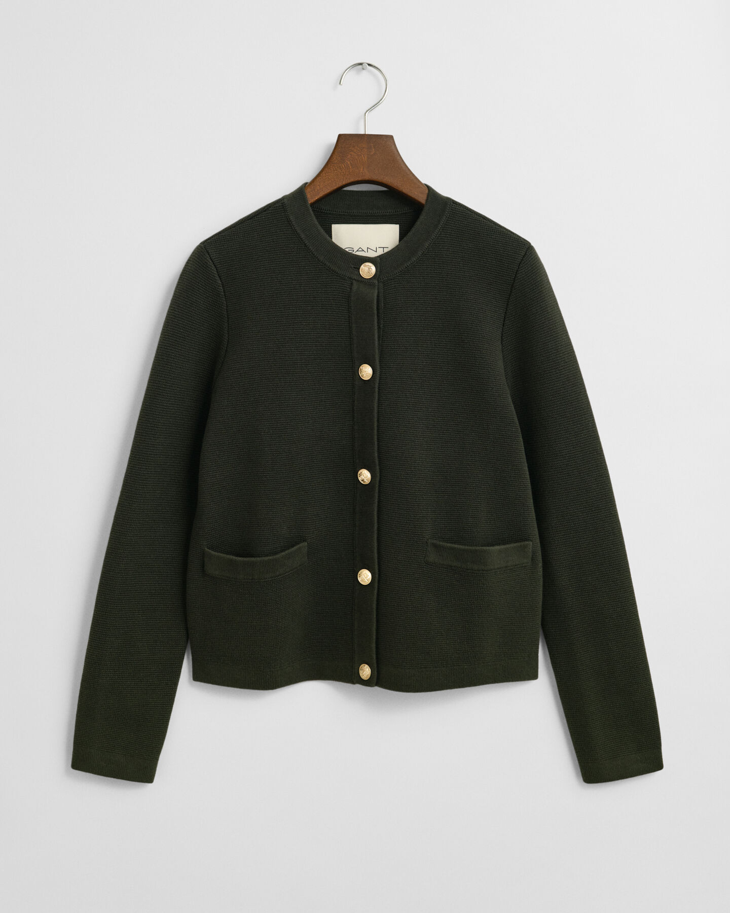 Kontrastfärgad stickad kofta