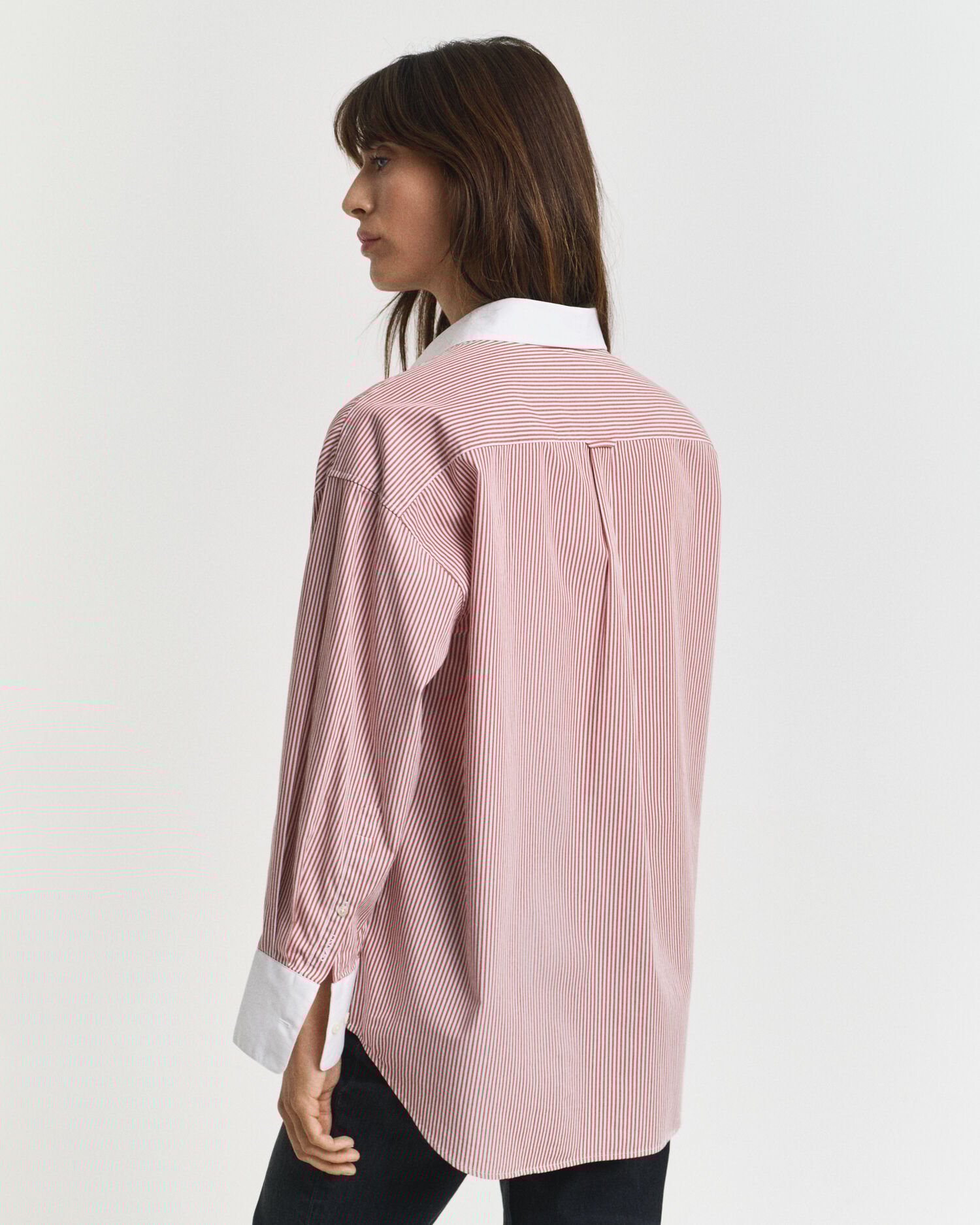 Oversized fit randig skjorta med kontrastkrage