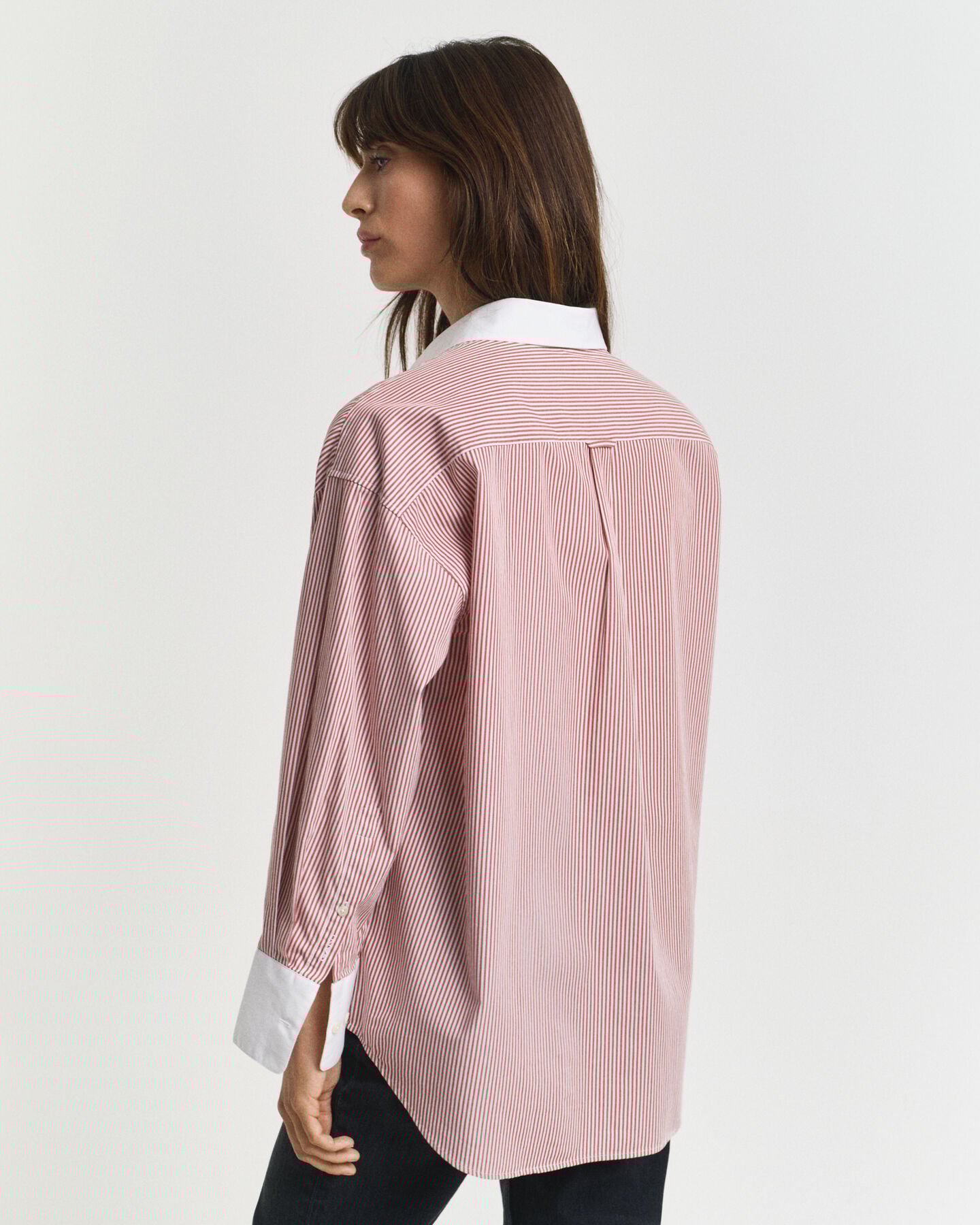 Oversized fit randig skjorta med kontrastkrage