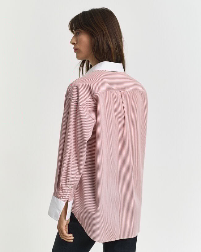 Oversized fit randig skjorta med kontrastkrage