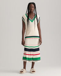 Randig ribbstickad kjol