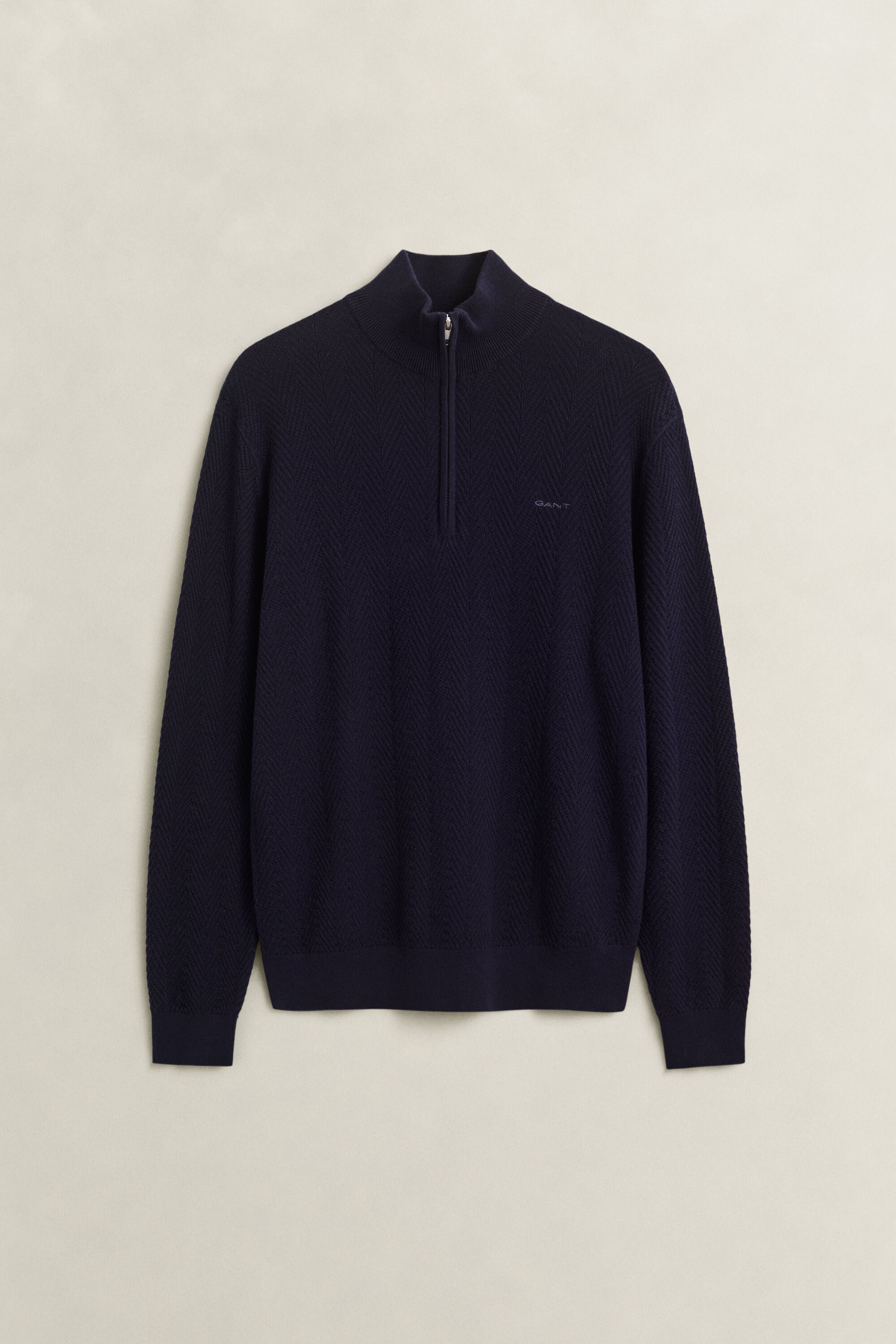 Fiskbensmönstrad half-zip tröja