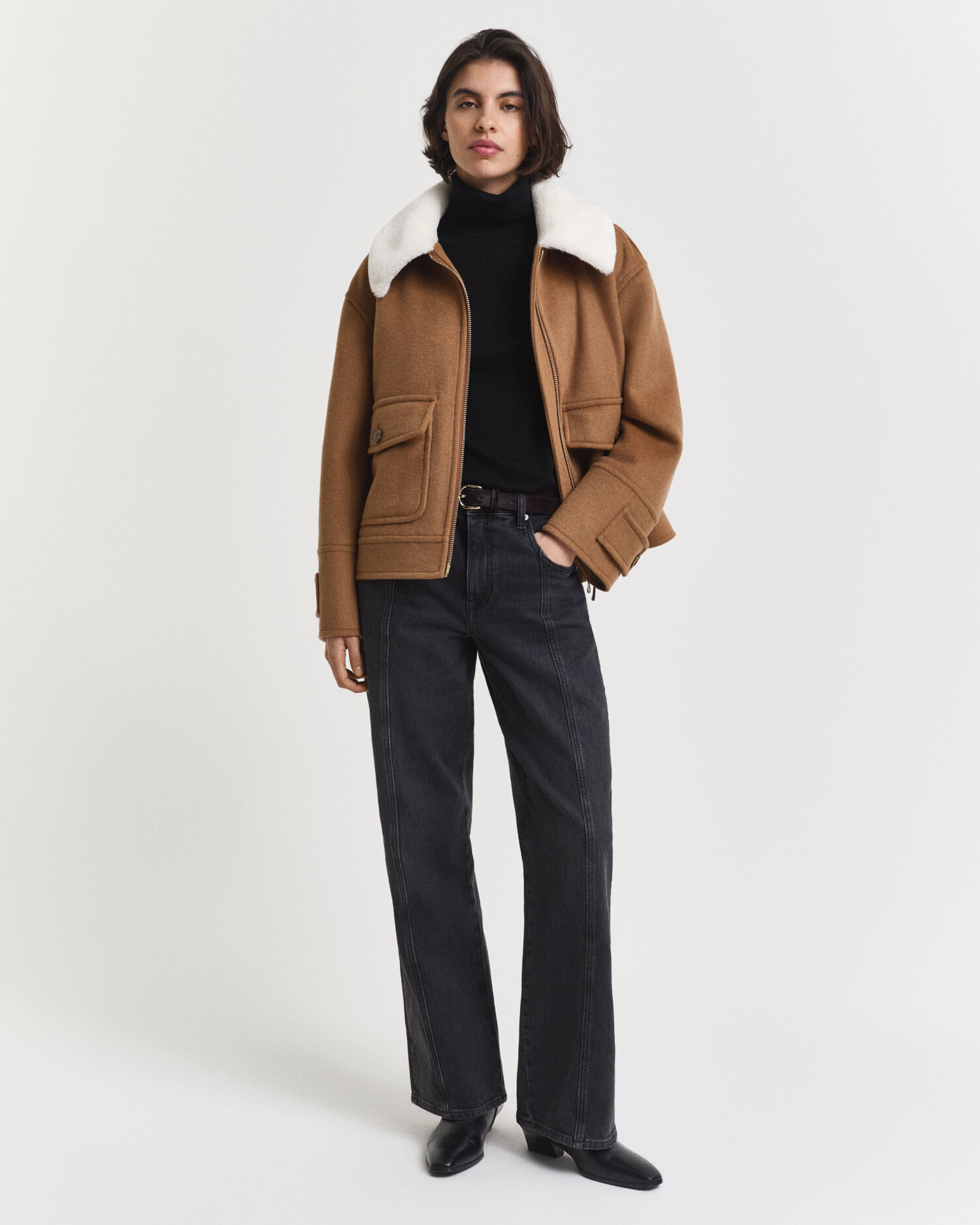 Tröja med polokrage i extra fin merinoull