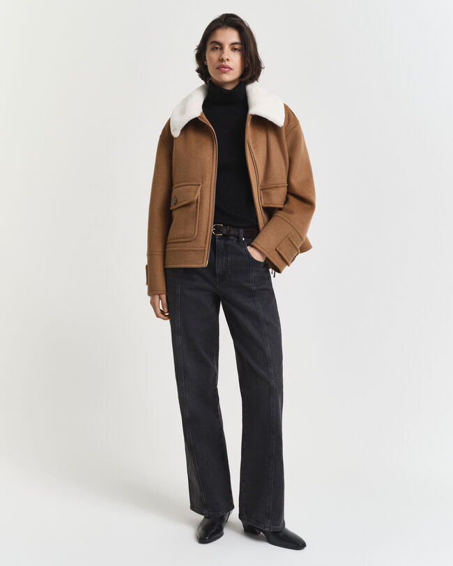 Tröja med polokrage i extra fin merinoull