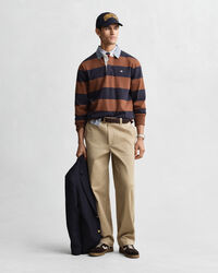 Randig Heavy Rugger med chambraykrage