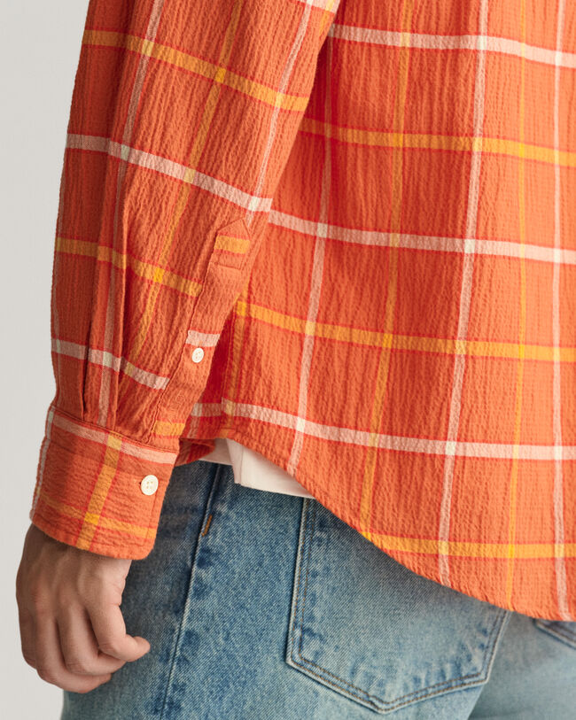 Oversized rutig skjorta med struktur