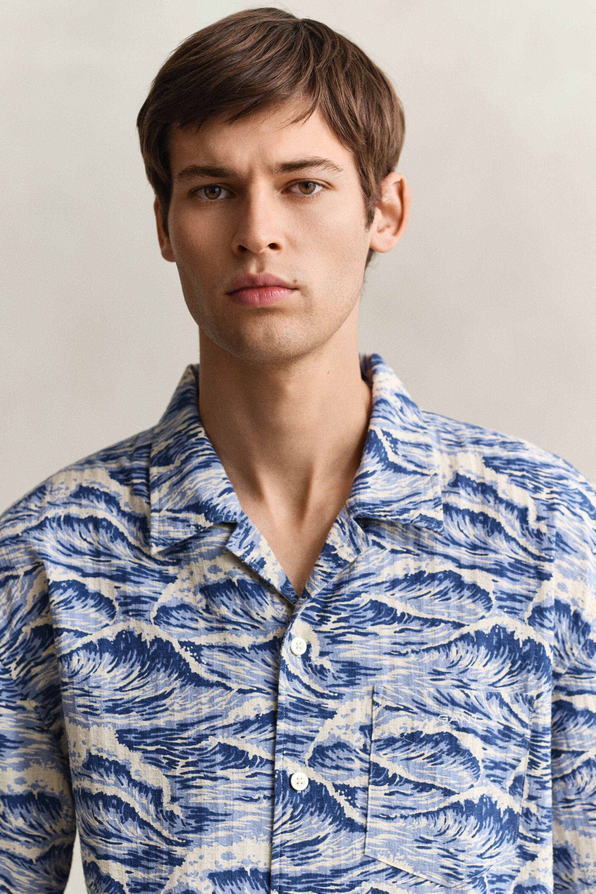 Mönstrad, kortärmad skjorta