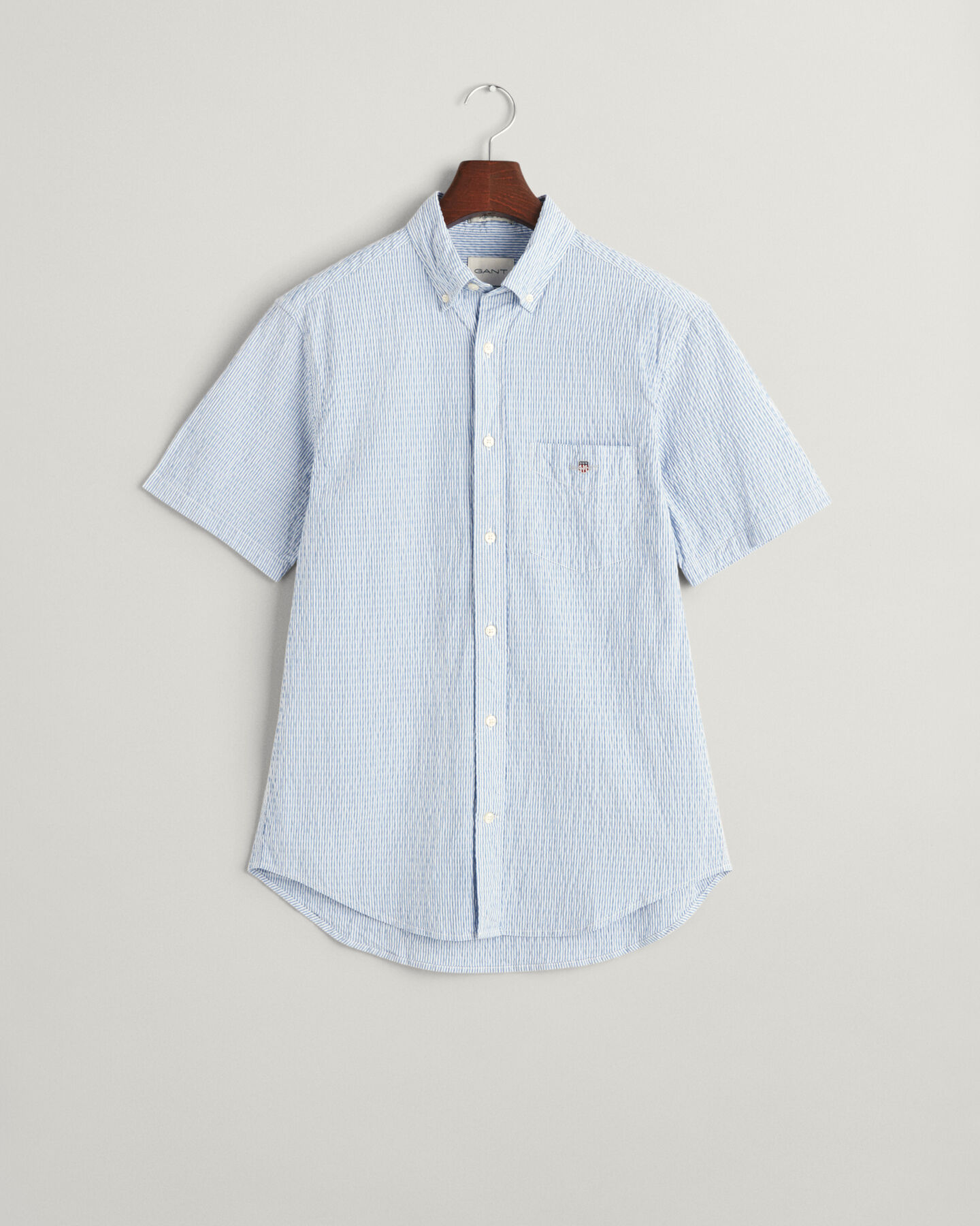 Regular Fit Striped Seersucker Short Sleeve Shirt