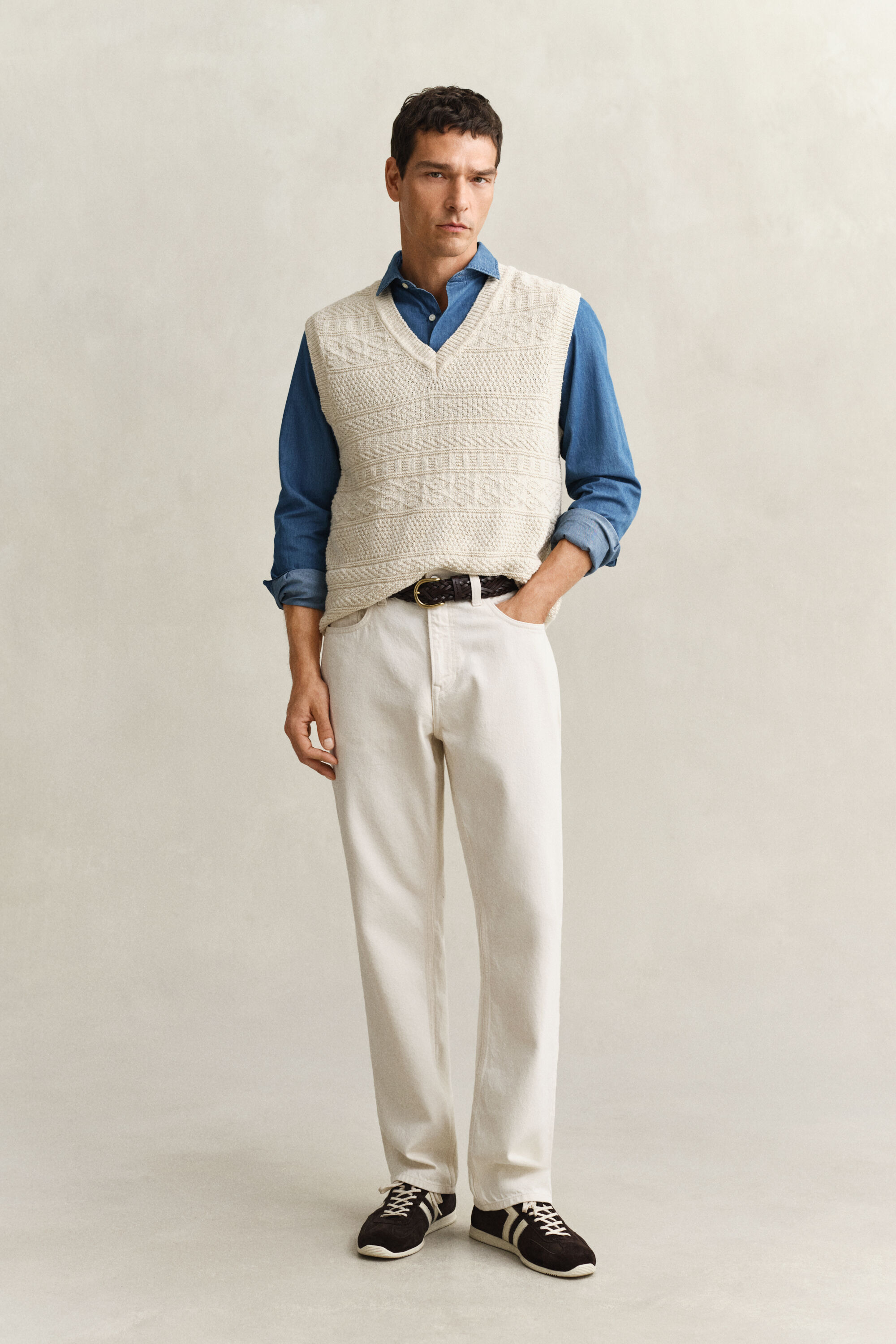 Indigofärgad twillskjorta