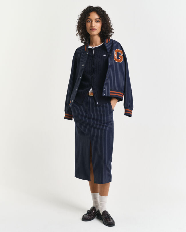 Kabelstickad kofta i bomullsstretch