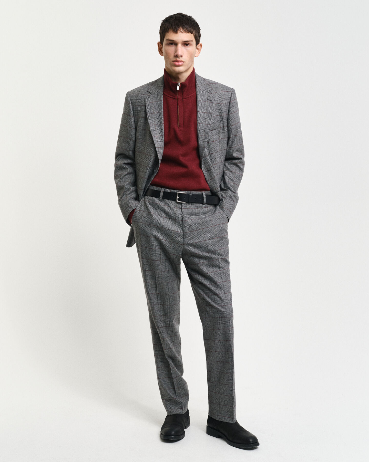 Slim fit rutmönstrade kostymbyxor