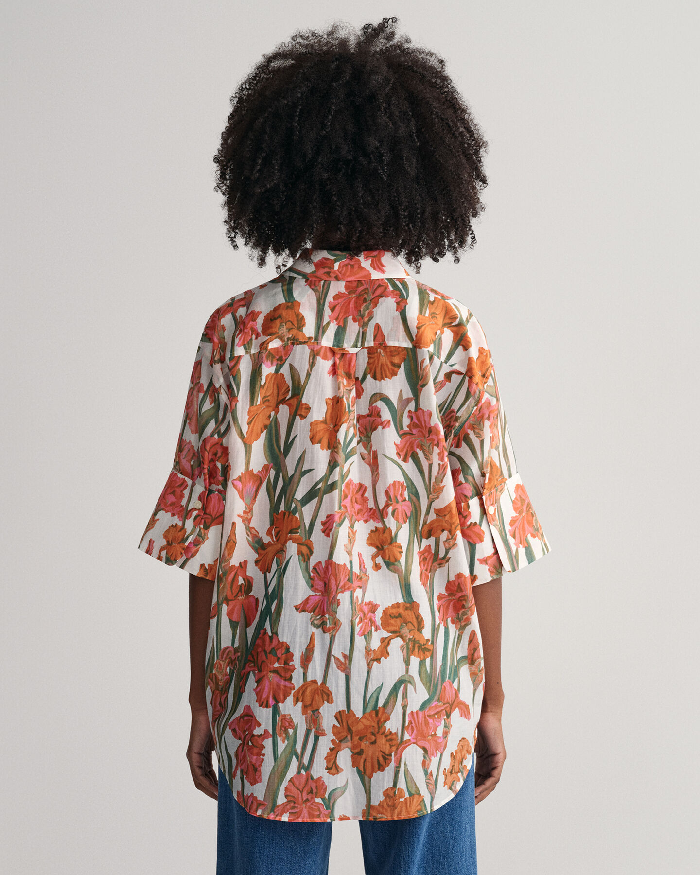 Iris Print kort&auml;rmad skjorta i bomull och silke