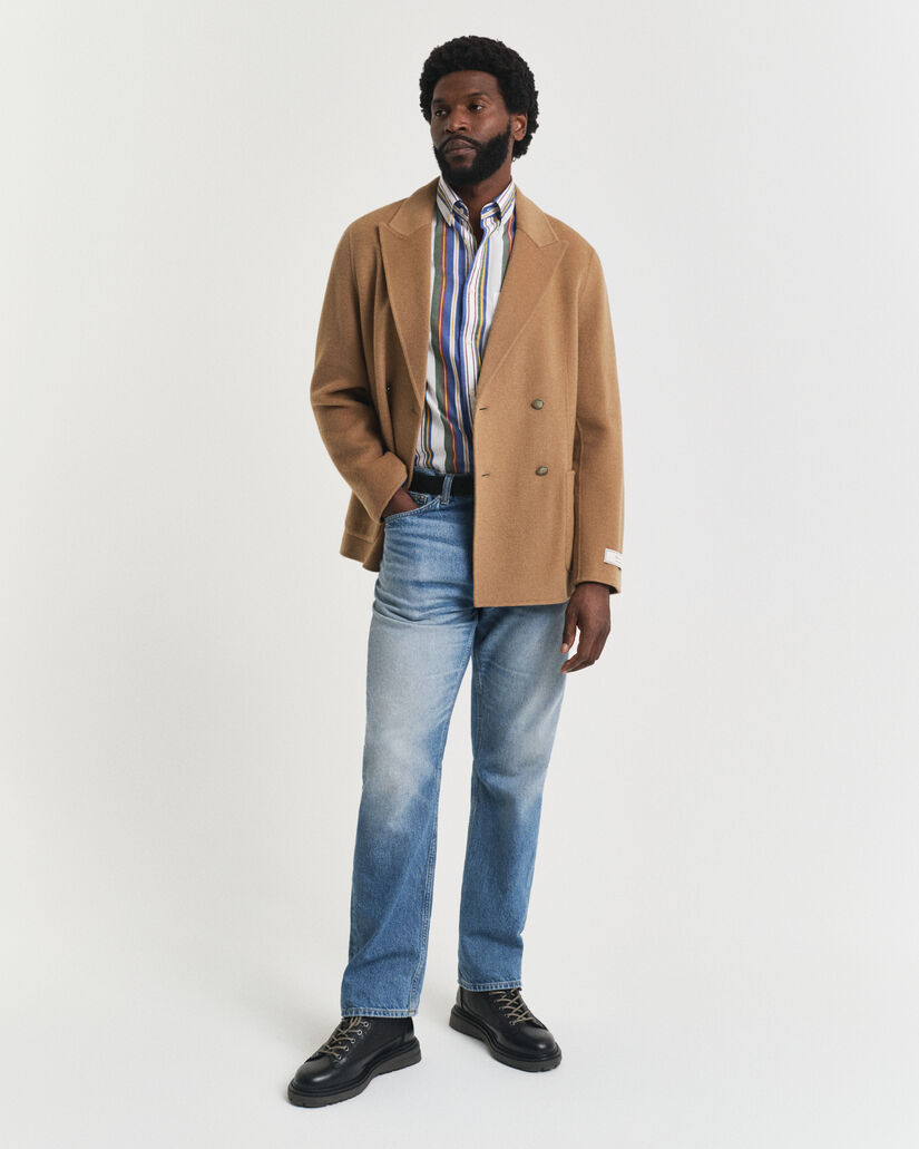 Regular fit klassisk randig poplinskjorta