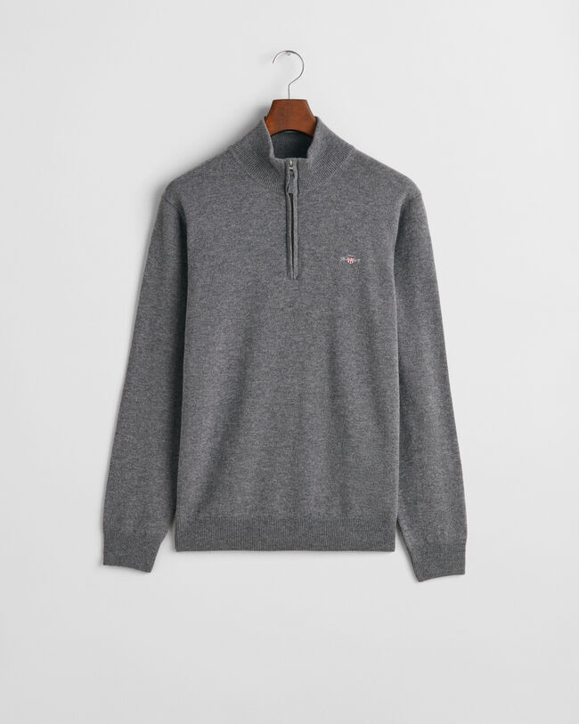 Tröja i superfin lammull med half-zip