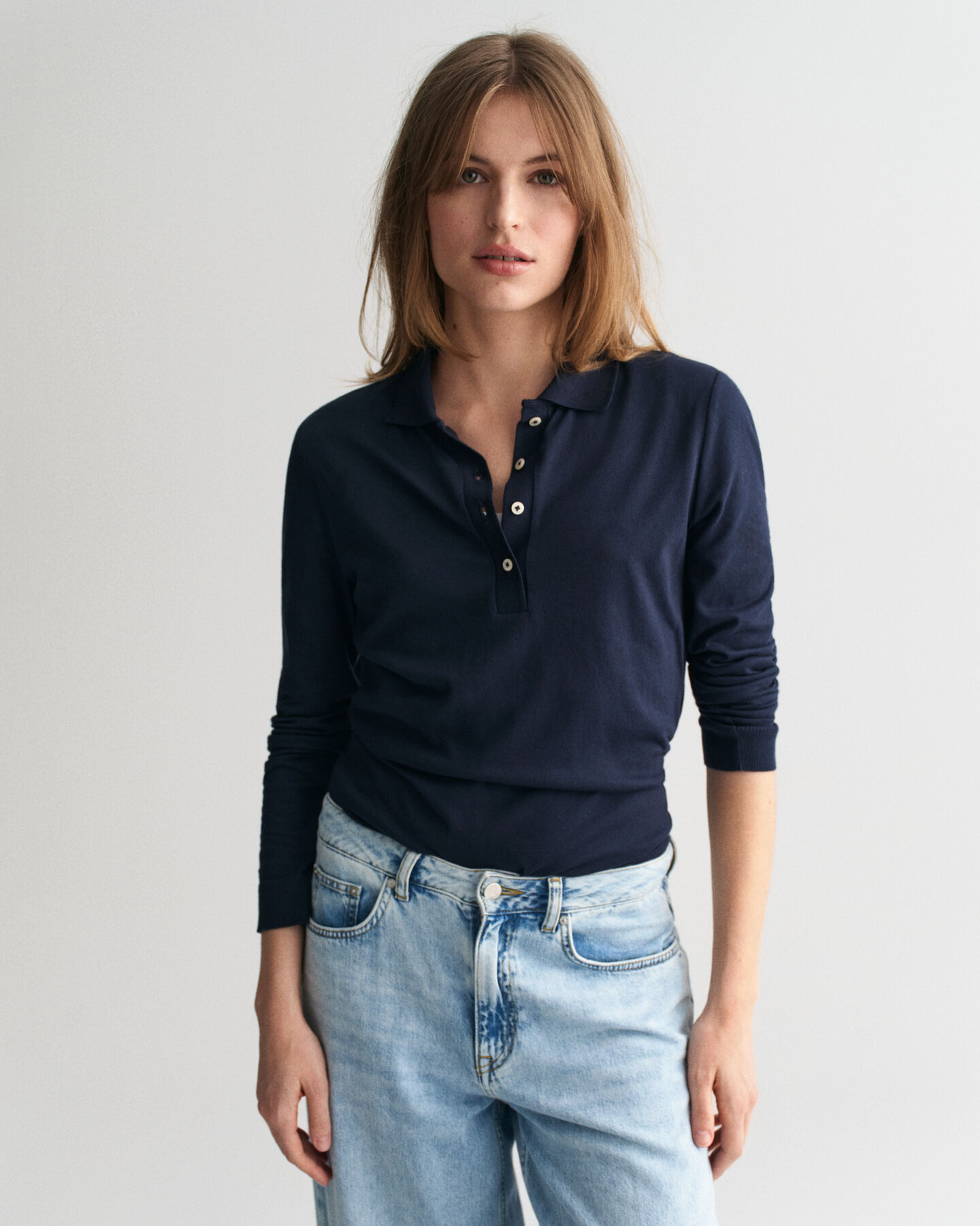 Sömlös långärmad pikétröja