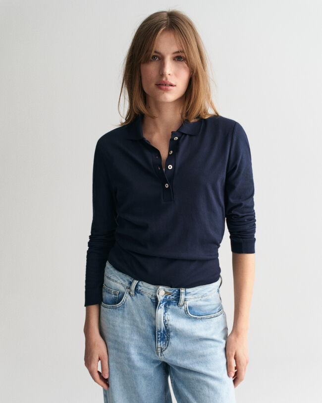 Sömlös långärmad pikétröja