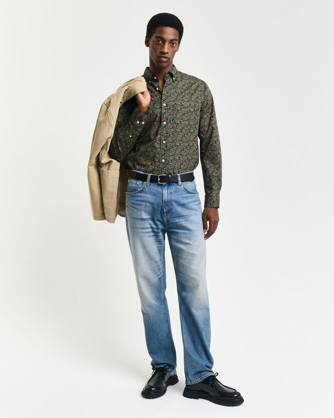 Regular fit paisleym&ouml;nstrad skjorta