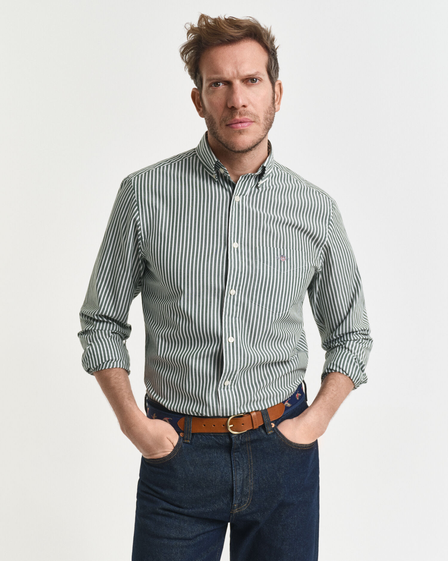 Randig klassisk poplinskjorta