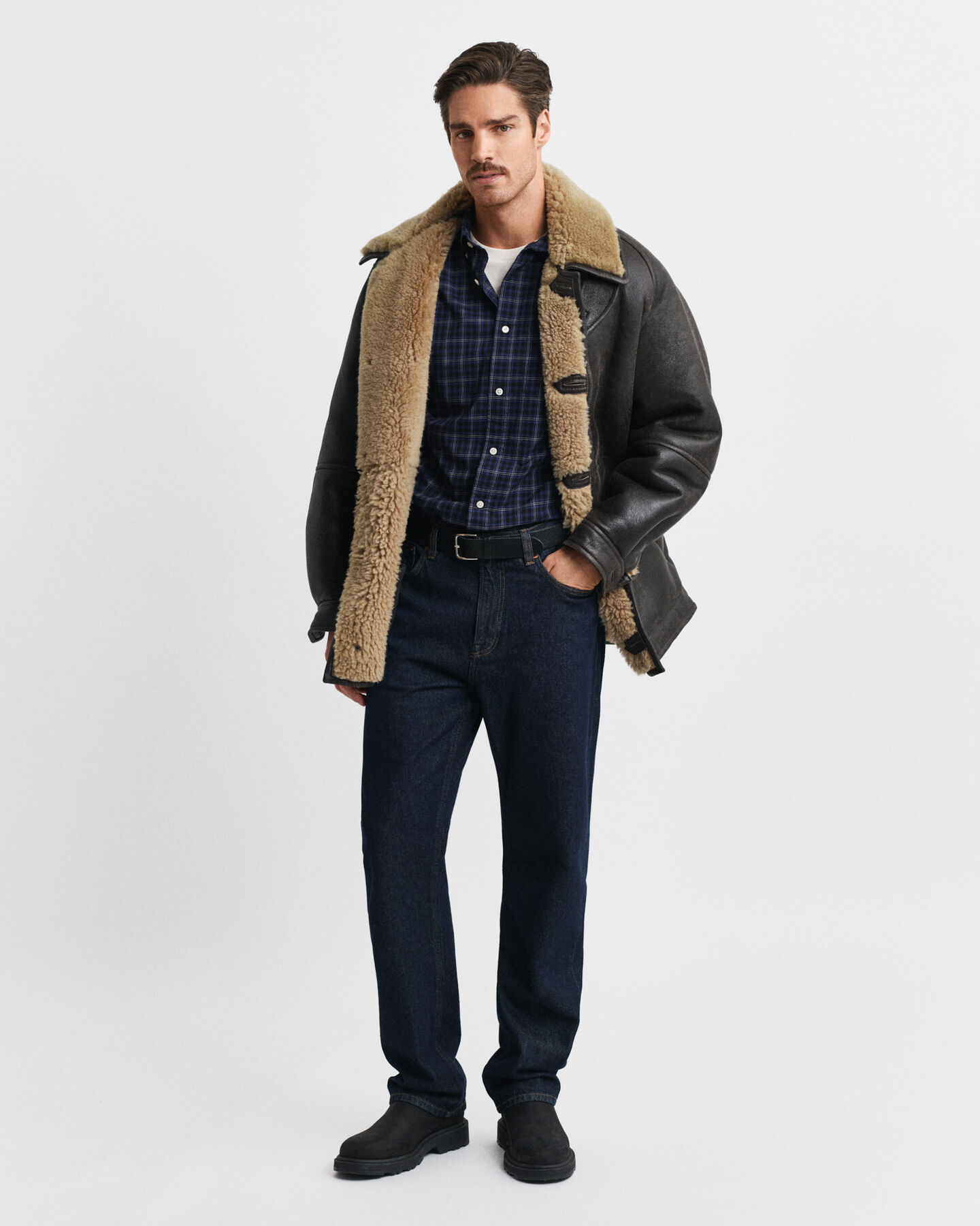 Regular fit klassisk rutig poplinskjorta