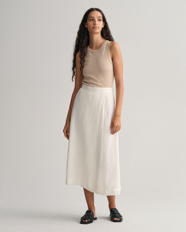 Midikjol i linne och viskos