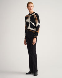 Leopardm&ouml;nstrad intarsiastickad crew neck tr&ouml;ja