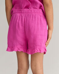 Girls linneshorts med volang