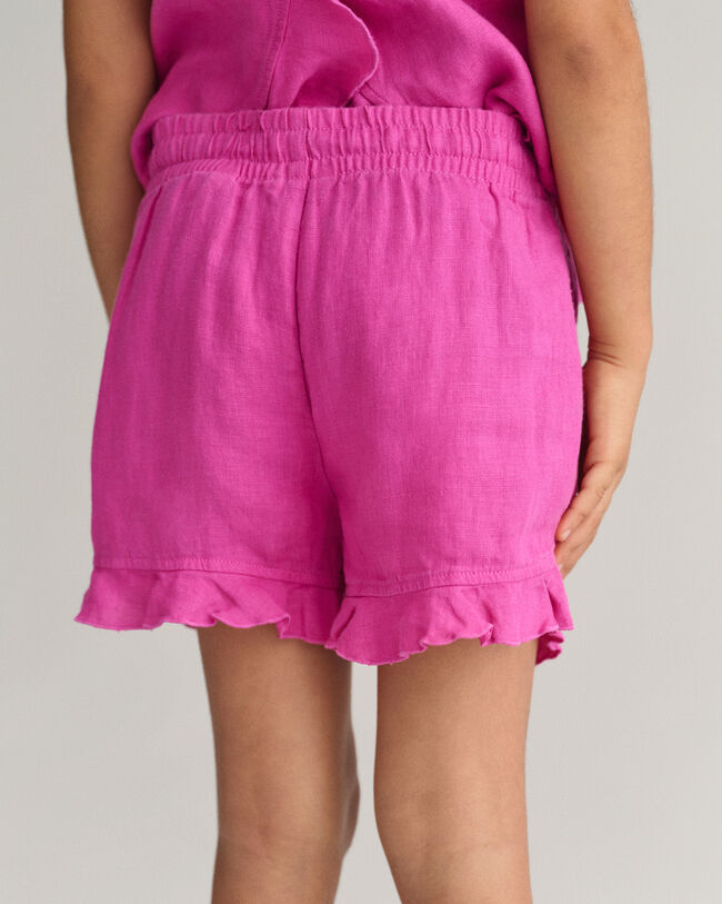 Girls linneshorts med volang