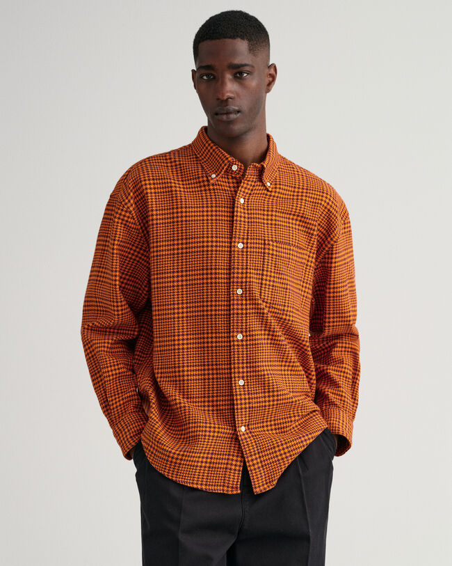 Oversized hundtandsmönstrad bomullsskjorta