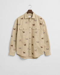 Relaxed fit broderad twillskjorta