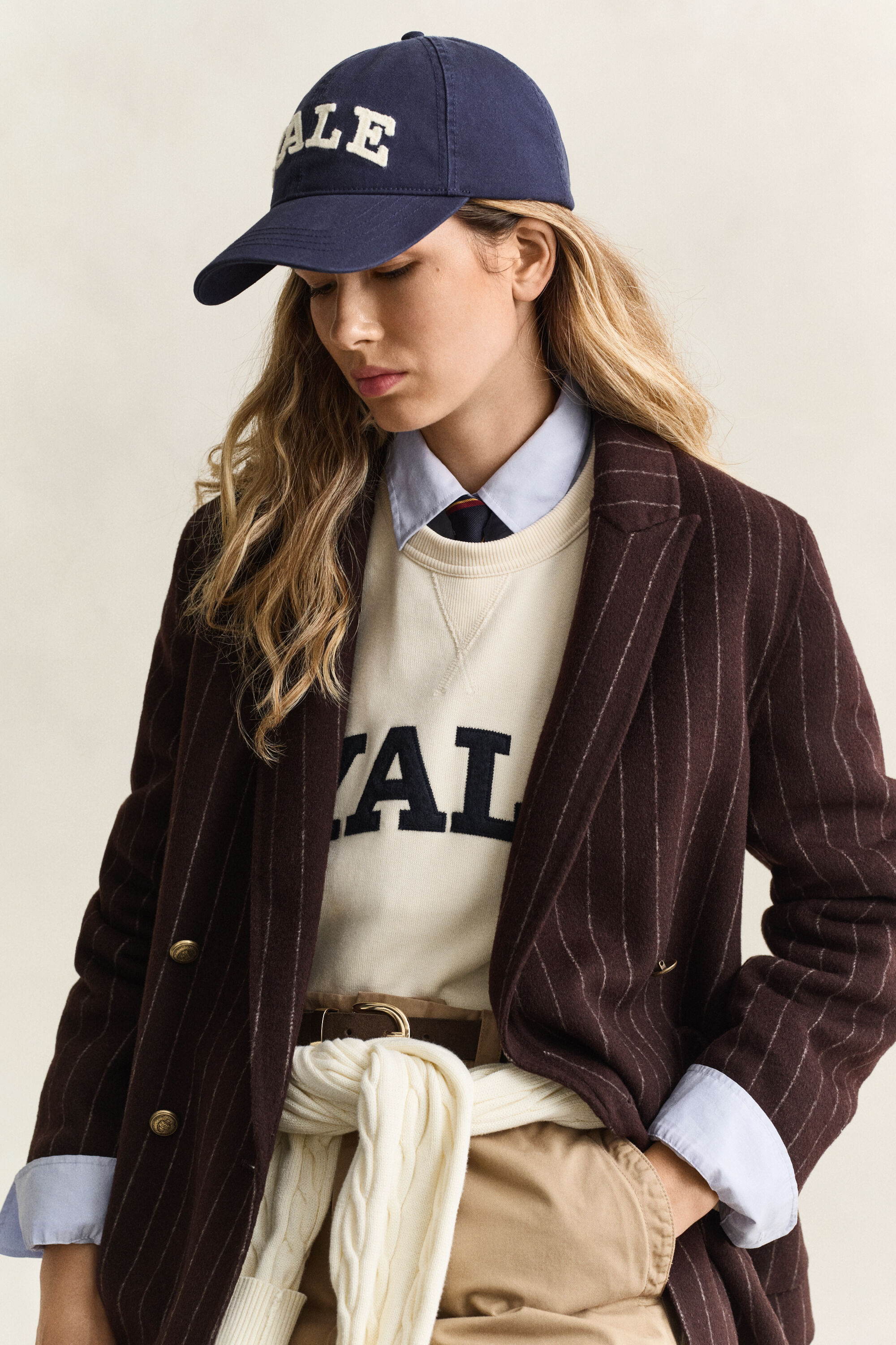 Gant x Yale handsydd kritstrecksrandig kavaj