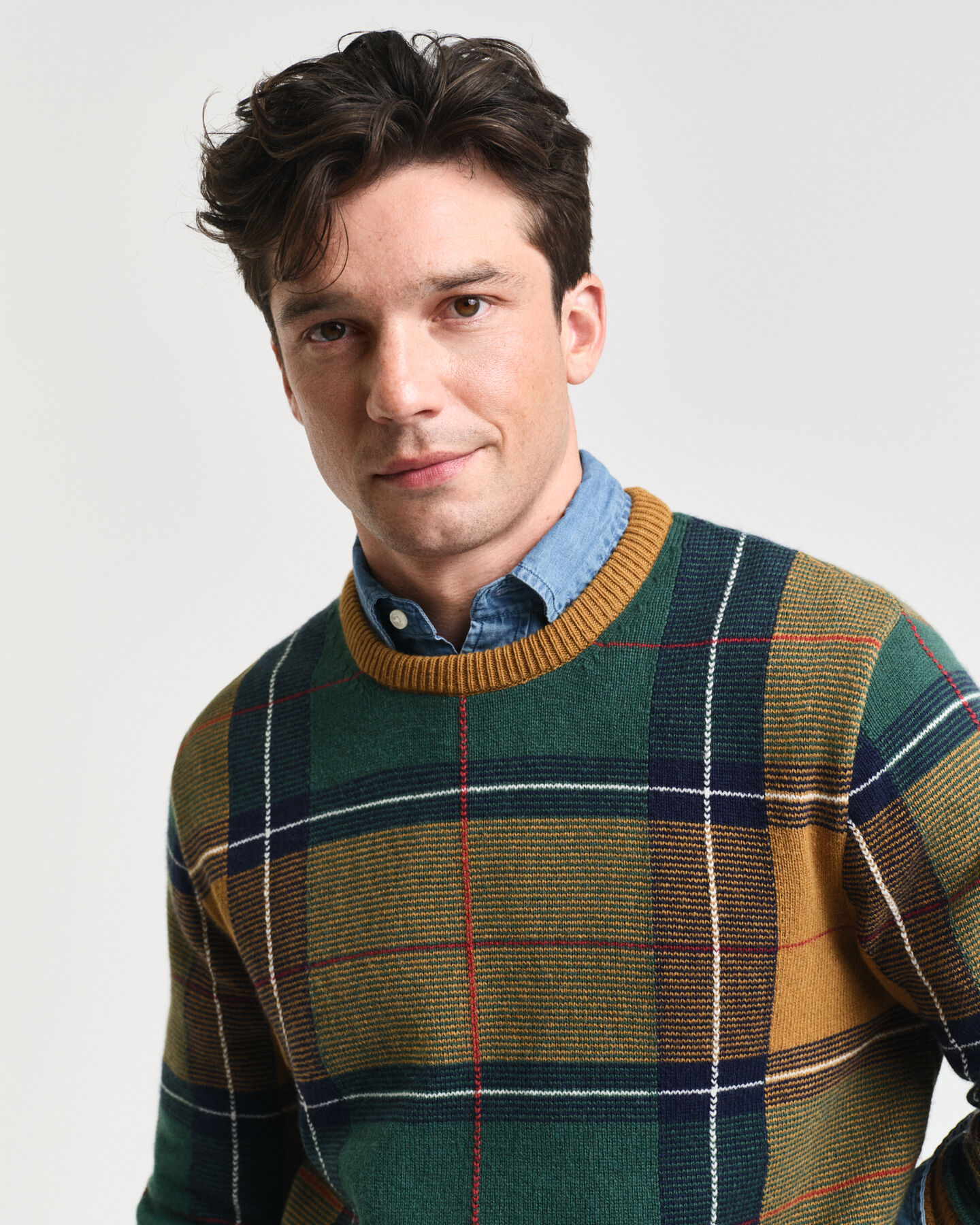 Rutig tr&ouml;ja med rund halsringning