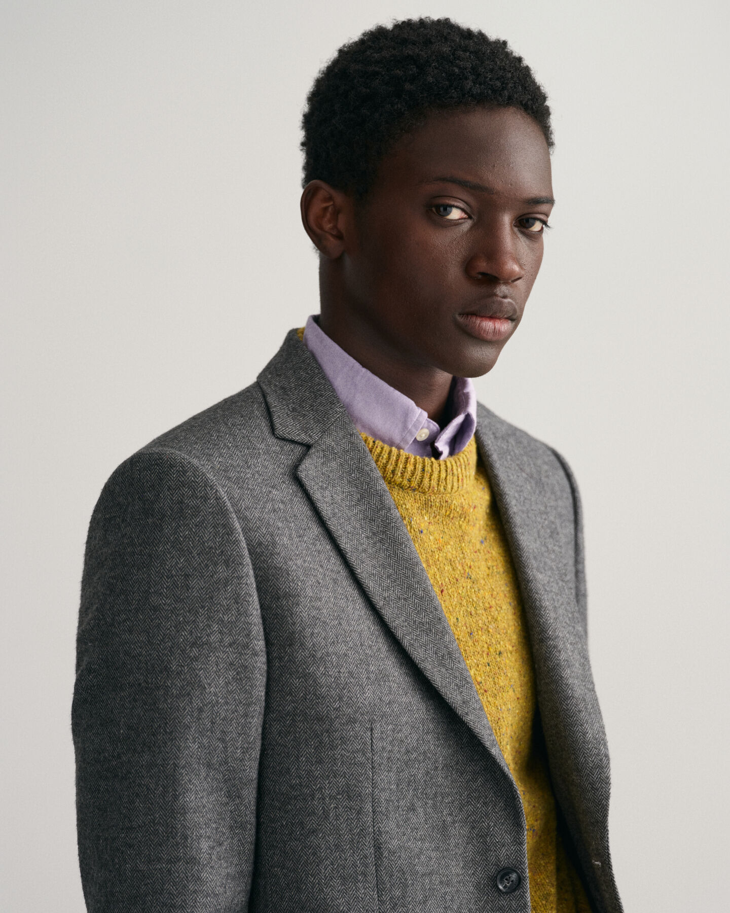 Fiskbensmönstrad kostymkavaj