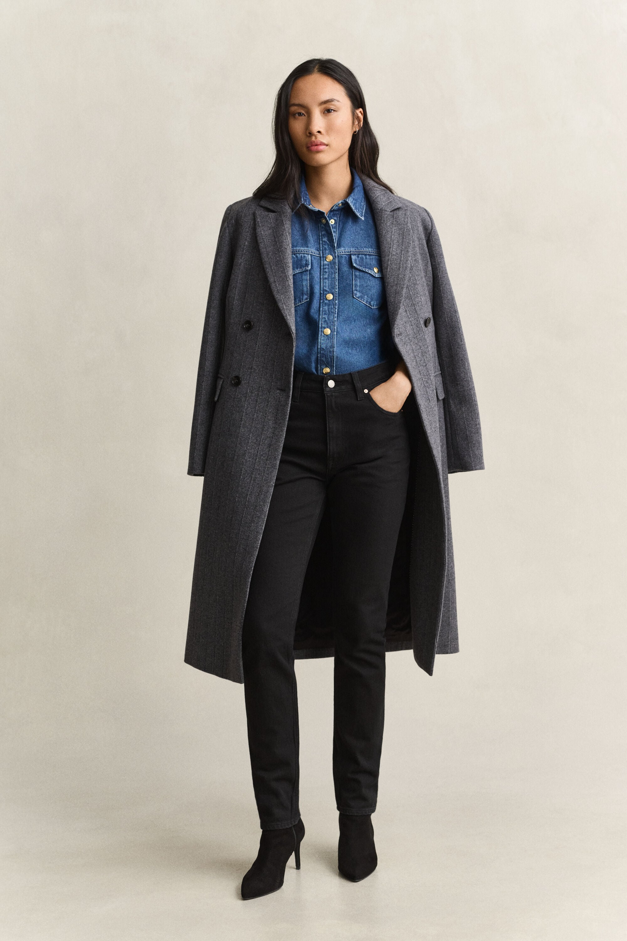 Slim fit jeans med hög midja