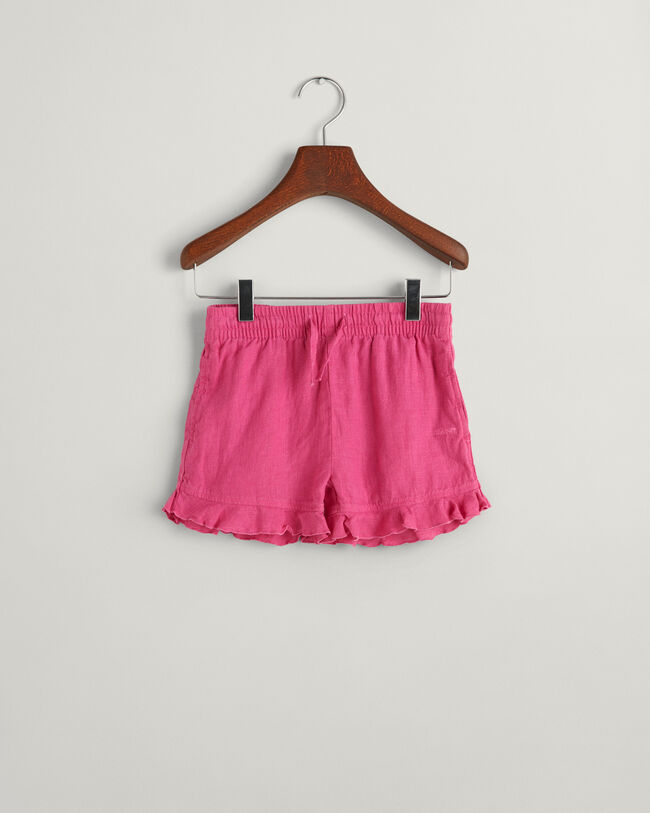 Girls linneshorts med volang