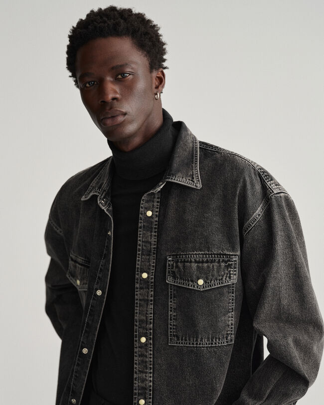 Oversized grovtv&auml;ttad denimskjorta