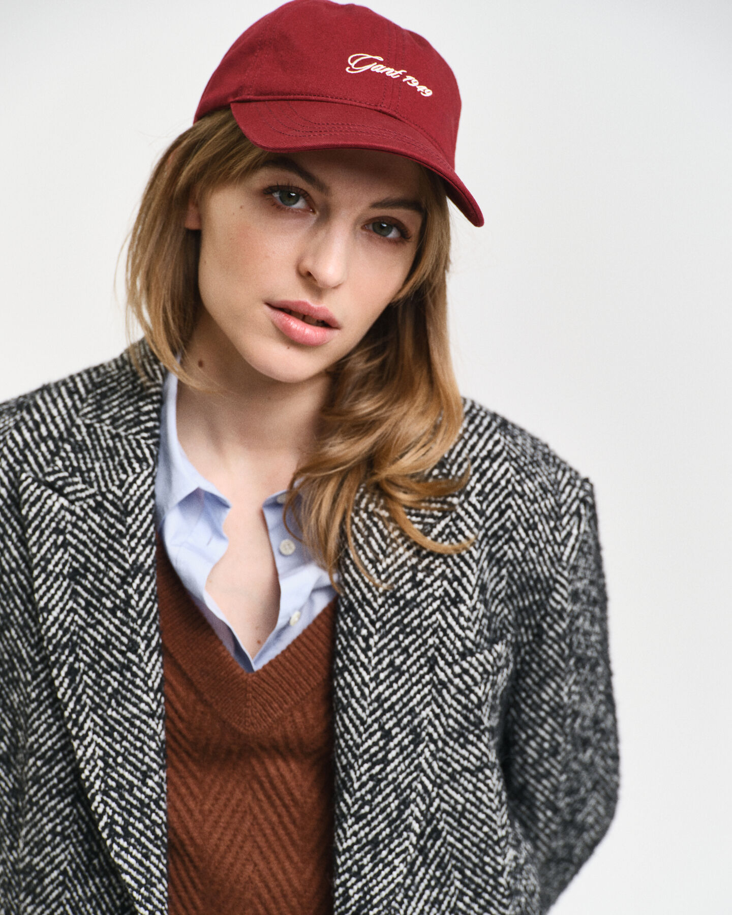 Relaxed fit kavaj med fiskbensmönster