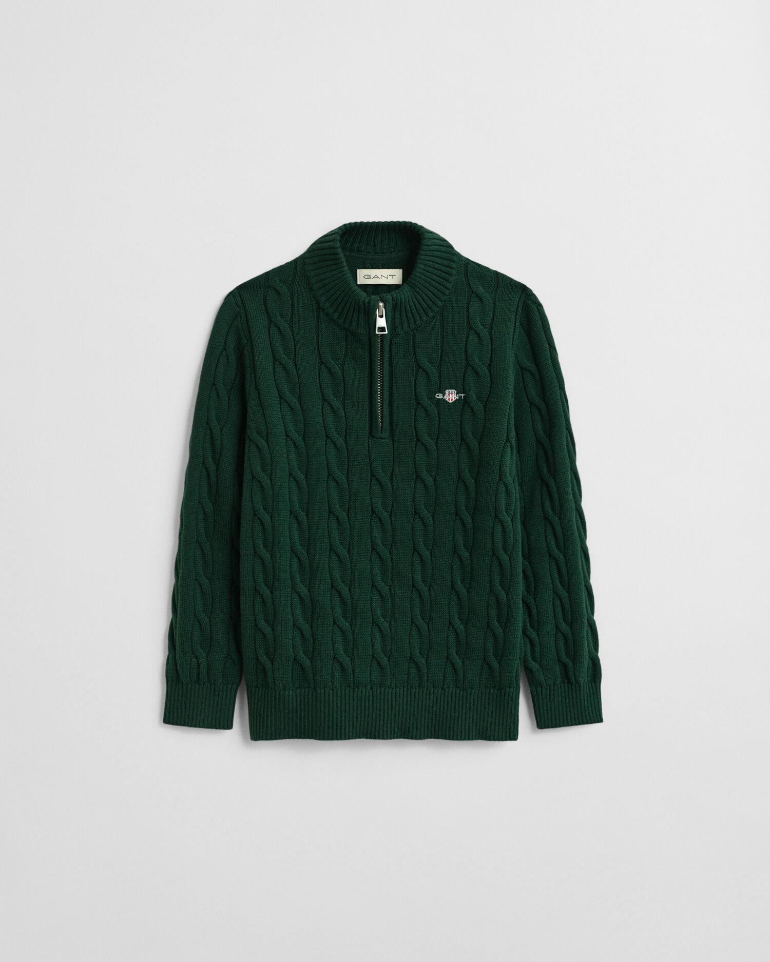 Kids kabelstickad bomullströja med half-zip