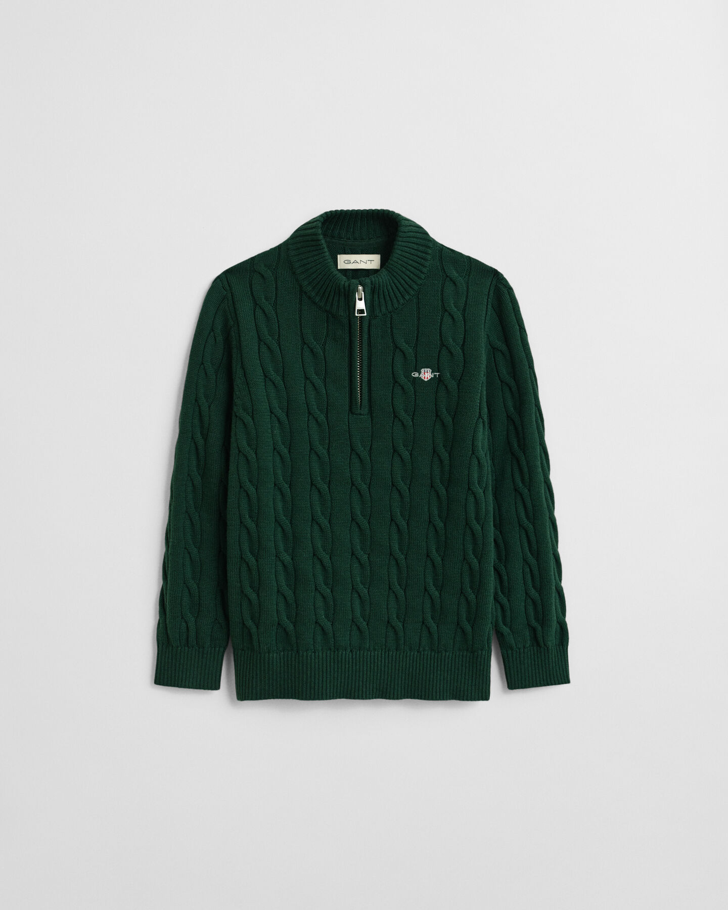 Kids kabelstickad bomullströja med half-zip