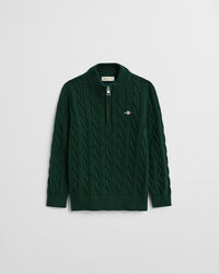 Kids kabelstickad bomullströja med half-zip