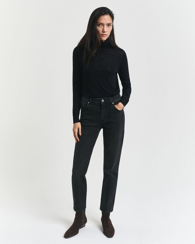 Slim fit cropped svarta jeans