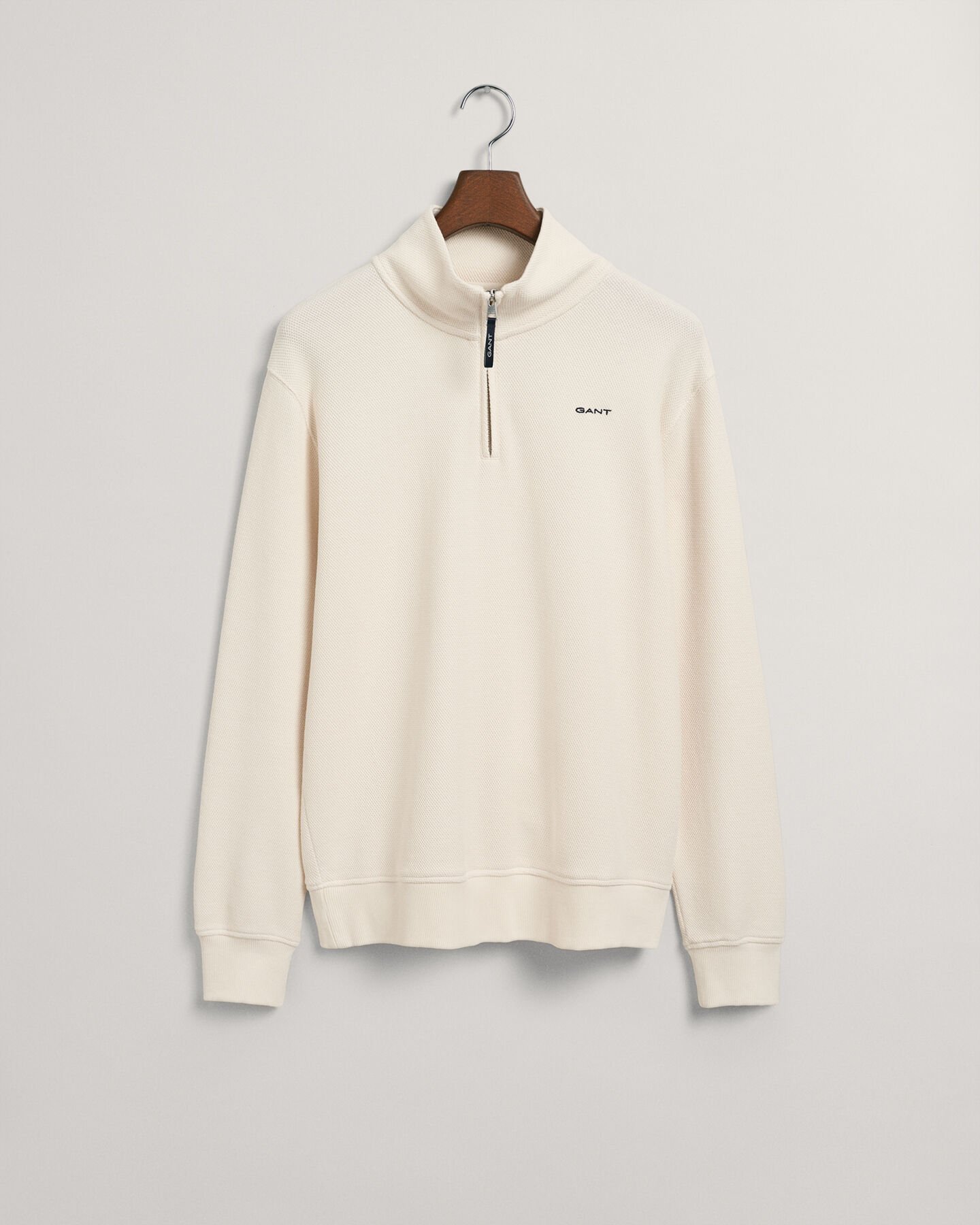 Waffle Texture half-zip sweatshirt