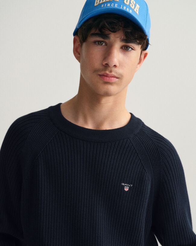 Teens Casual ribbstickad crew neck bomullstr&ouml;ja