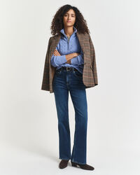 Kabelstickad tröja i bomullsstrech med half-zip