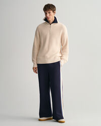 Ribbstickad half-zip tröja