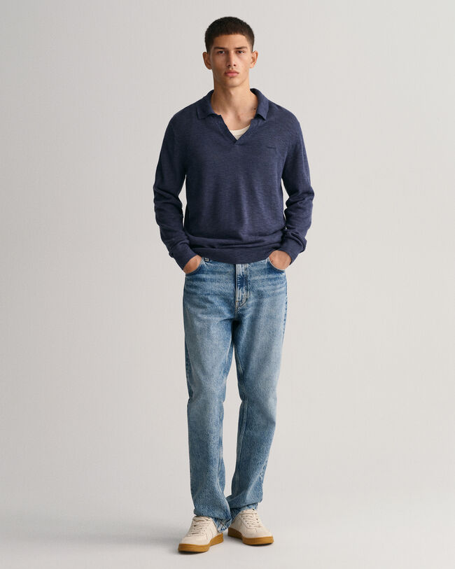 Pikétröja i bomull och linne