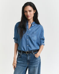 Relaxed fit indigofärgad skjorta