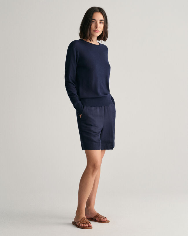 Finstickad tröja med rund hals