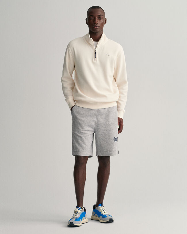 Waffle Texture half-zip sweatshirt