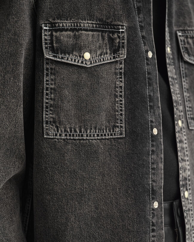 Oversized grovtv&auml;ttad denimskjorta